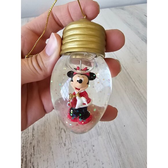 Minnie mouse bulb ornament snow globe glitter present Xmas tree - Picture 6 of 7